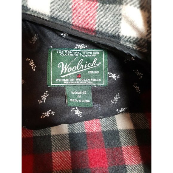 Woolrich Shirt Womens Medium Jacket Full Zip Plaid Ladies Shacket Red Black - Picture 6 of 9
